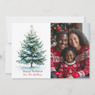 Tarjeta Festiva Elegante acuarela Personalizado de árbol de Navida