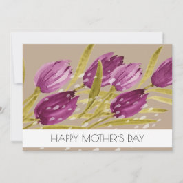 Tarjeta Festiva Elegante acuarela Tulip Flowers Profesional