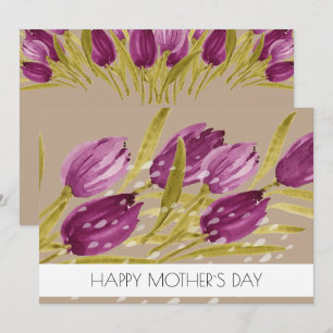 Tarjeta Festiva Elegante acuarela Tulip Flowers Profesional