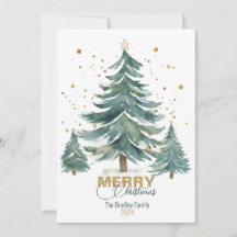 Elegante acuarela Whimsical Christmas Tree Card