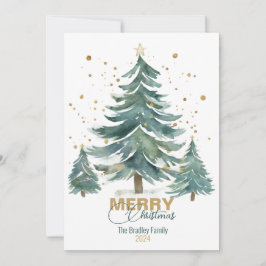 Tarjeta Festiva Elegante acuarela Whimsical Christmas Tree Card