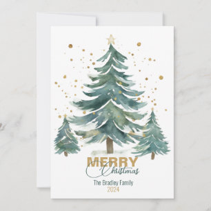 Tarjeta Festiva Elegante acuarela Whimsical Christmas Tree Card