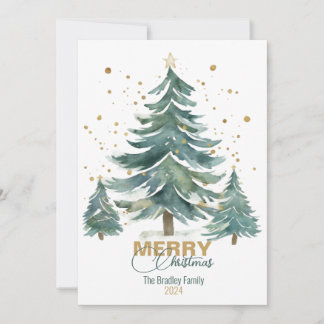 Tarjeta Festiva Elegante acuarela Whimsical Christmas Tree Card