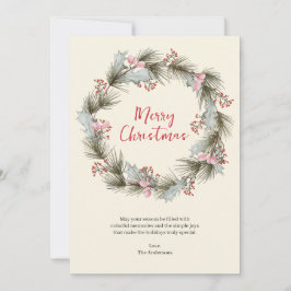 Tarjeta Festiva Elegante acuarela Wreath Foto personalizada