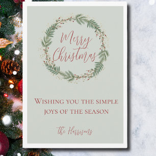 Tarjeta Festiva Elegante acuarela Wreath Navidades no fotográficos