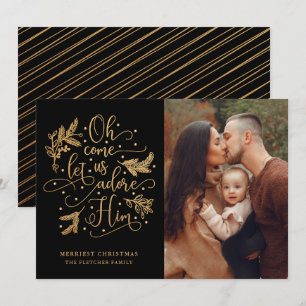 Tarjeta Festiva Elegante Adore Him   Navidades de fotografía   Neg