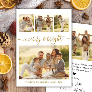 Tarjeta Festiva Elegante Alegre y Brillante Colaje de 4 Fotos con