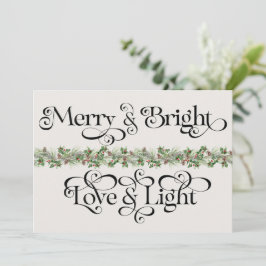 Tarjeta Festiva Elegante Alegre y Brillante en Amor y Luz Navideña
