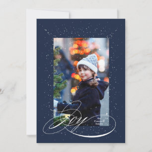 Tarjeta Festiva Elegante alegría estrellada una foto azul marino N