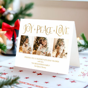 Tarjeta Festiva Elegante Alegría Paz Amor Script 3-Foto