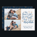 Tarjeta Festiva Elegante Amor y Luz Hanukkah 2 Foto<br><div class="desc">Un diseño Hanukkah elegante y moderno en Relieve metalizado de oro falso / cobre y azul oscuro. El texto principal dice: "Que el amor y la luz llenen tu corazón y tu hogar en Hanukkah". Se incluyen dos plantillas de fotos y de texto para personalización. Para solicitudes de diseño o...</div>