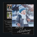Tarjeta Festiva Elegante Año De Caligrafía Oscura En Foto De Reseñ<br><div class="desc">Este elegante año de la caligrafía oscura en revisión de la tarjeta de vacaciones de la foto es el saludo perfecto simple de los Navidades. El diseño neutro cuenta con una tarjeta de vacaciones minimalista decorada con tipografía romántica y caprichosa. Personalice la tarjeta con su apellido, nombre y año. Incluir...</div>