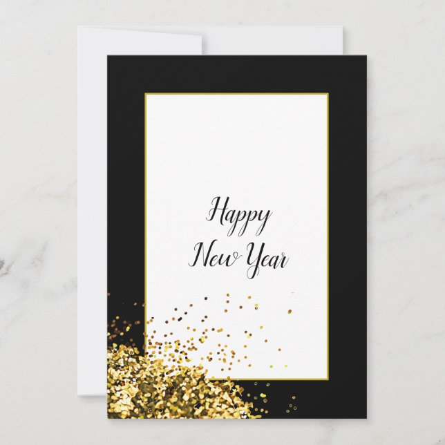Tarjeta Festiva Elegante Año Nuevo Feliz (Anverso)