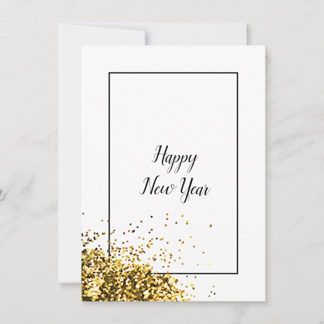 Tarjeta Festiva Elegante Año Nuevo Feliz (Anverso)