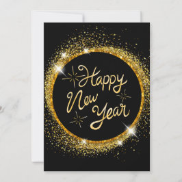 TARJETA FESTIVA ELEGANTE AÑO NUEVO NEGRO Y ORO