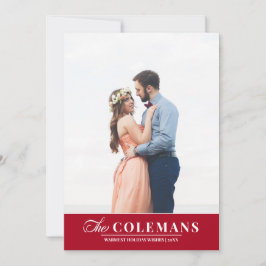 Tarjeta Festiva Elegante apellido Red | Foto vertical de vacacione