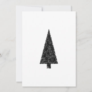 Tarjeta Festiva Elegante árbol de Navidad. Blanco y negro.