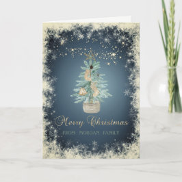 Tarjeta Festiva Elegante árbol de pino en acuarela de Navidad, cop