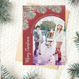 Tarjeta Festiva Elegante Arch Merry Christmas Photo Holiday Card