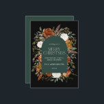 Tarjeta Festiva Elegante arco botánico floral verde<br><div class="desc">Diseño de tarjetas de Navidades florales de acuarela rústica. Con hermosas rúbricas,  terracota,  pampas negro y verde salvia pasto eucalipto detalles de acuarela botánica. Este moderno diseño vacacional le da un toque de elegancia a sus vacaciones</div>