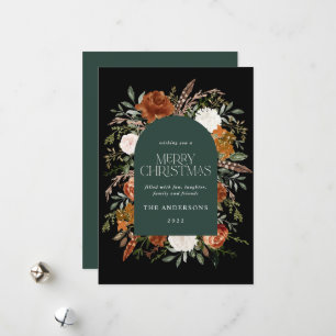 Tarjeta Festiva Elegante arco botánico floral verde