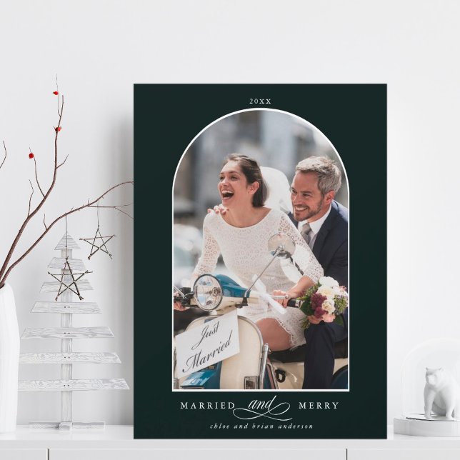 Tarjeta Festiva Elegante Arco casado y con una foto muy profunda v (Subido por el creador)