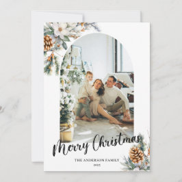 Tarjeta Festiva Elegante Arco de Verdor Botánico y Navidades de Fo