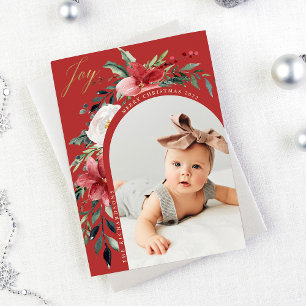 Tarjeta Festiva Elegante arco floral y foto