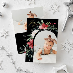 Tarjeta Festiva Elegante arco floral y foto