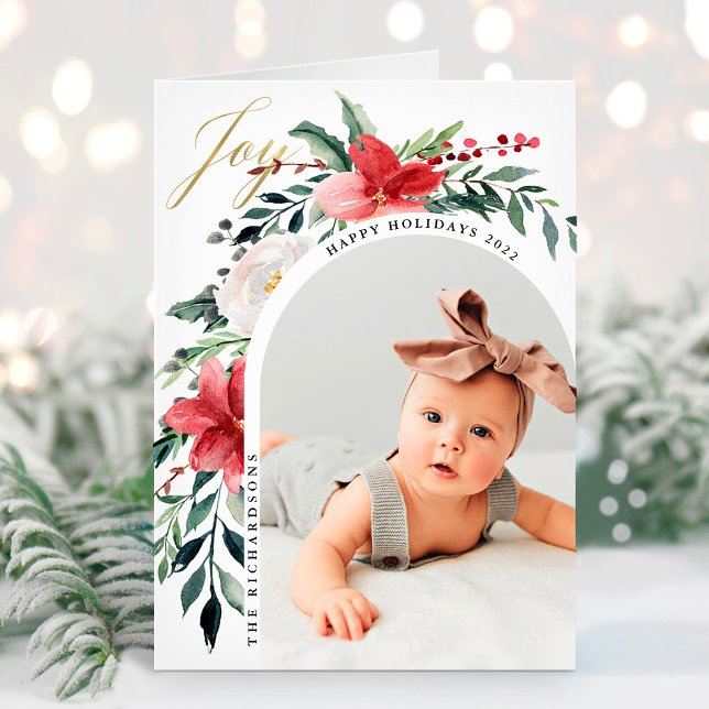 Tarjeta Festiva Elegante arco floral y foto (Subido por el creador)