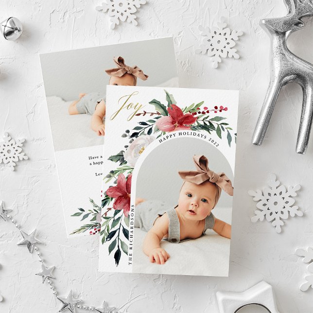 Tarjeta Festiva Elegante arco floral y foto (Subido por el creador)