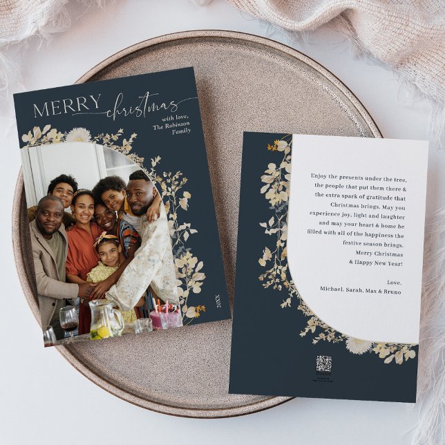 Tarjeta Festiva Elegante arco fotográfico Blue Merry Christmas 1 (Subido por el creador)