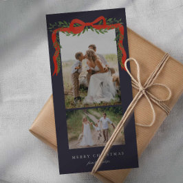 Tarjeta Festiva Elegante arco rojo con vegetación 2 Navidades de f