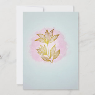 Tarjeta Festiva Elegante arte floral dorado de agradecimiento y mu