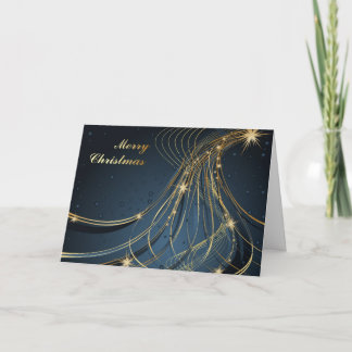 Tarjeta Festiva Elegante azul y oro