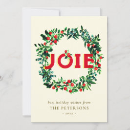 Tarjeta Festiva Elegante Berry Vintage Christmas Wreath Joy
