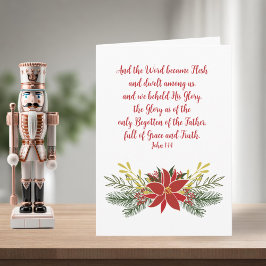 Tarjeta Festiva Elegante biblia cristiana contra Navidades Poinset
