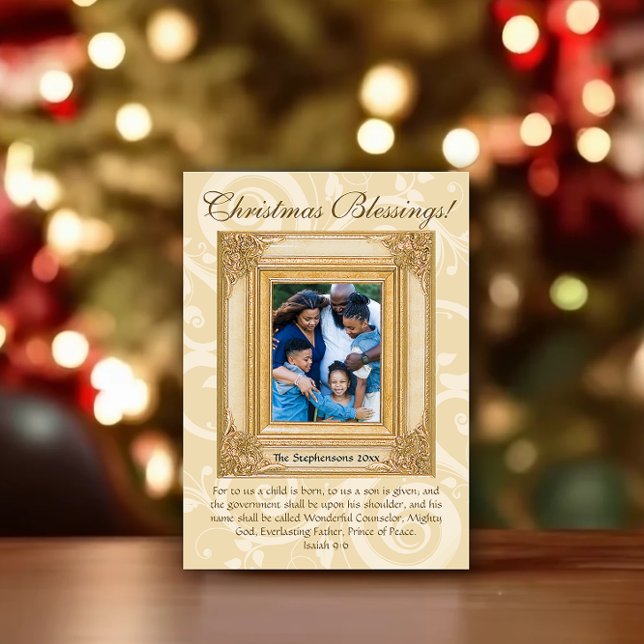 Tarjeta Festiva Elegante Biblia Cristiana Oro Verse Foto (luxury christian religious bible verse christian photo christmas card)