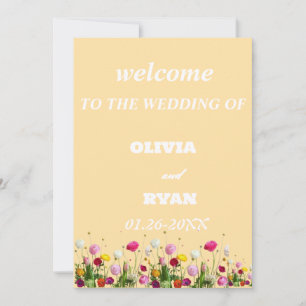 Tarjeta Festiva elegante bienvenida a nuestra señal de boda