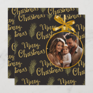 Tarjeta Festiva Elegante Black&Gold "Feliz Navidad" personalizado