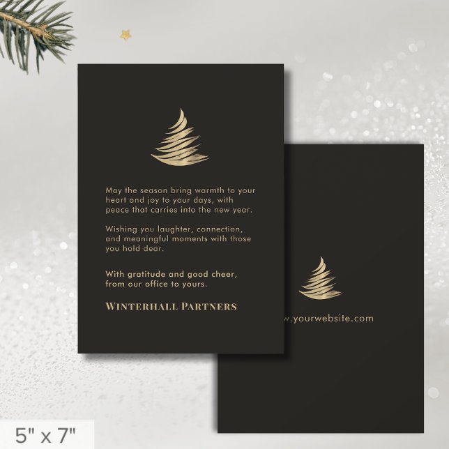 Tarjeta Festiva Elegante Black Gold Holiday Wiers Business (Subido por el creador)