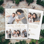 Tarjeta Festiva Elegante blanco dorado 4 Navidades de Collage de f<br><div class="desc">Minimalista y elegante caligrafía blanco y dorado 4 Collages de fotos Feliz Navidad Script Tarjeta de vacaciones. Esta plantilla festiva, simple, caprichosa de cuatro (4) fotos de tarjetas de vacaciones presenta un collage de fotos de bonito y dice "Feliz Navidad"! El texto de bienvenida de "Feliz Navidad" está escrito en...</div>
