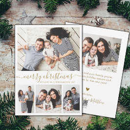 Tarjeta Festiva Elegante blanco dorado 4 Navidades de Collage de f