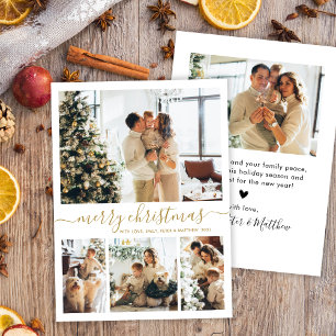 Tarjeta Festiva Elegante blanco dorado 4 Navidades de Collage de f