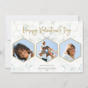 Tarjeta Festiva Elegante blanco + El día de San Valentín dorado tr