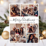 Tarjeta Festiva Elegante blanco negro 5 Navidades de Collage de fo<br><div class="desc">Simple y elegante caligrafía elegante blanco negro 5 Collages de fotos Merry Christmas Script Tarjeta de vacaciones. Esta plantilla festiva, caprichosa, minimalista de cinco (5) fotos de tarjetas de felicitación navideña presenta un hermoso collage de fotos de cuadrícula y dice "¡Feliz Navidad!". El texto de bienvenida de "Feliz Navidad" está...</div>