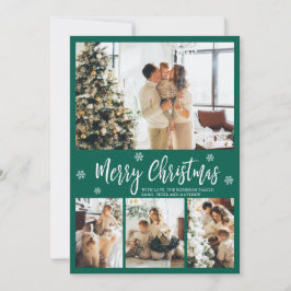 Tarjeta Festiva Elegante blanco verde 4 Navidades de Collage de fo