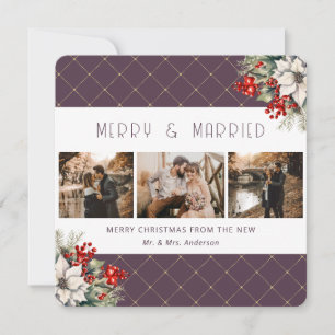 Tarjeta Festiva Elegante Boda Botánica Púrpura