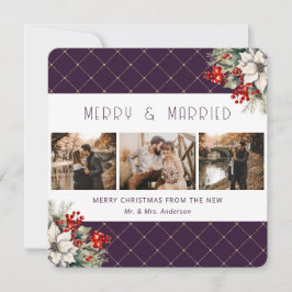 Tarjeta Festiva Elegante Boda Botánica Púrpura