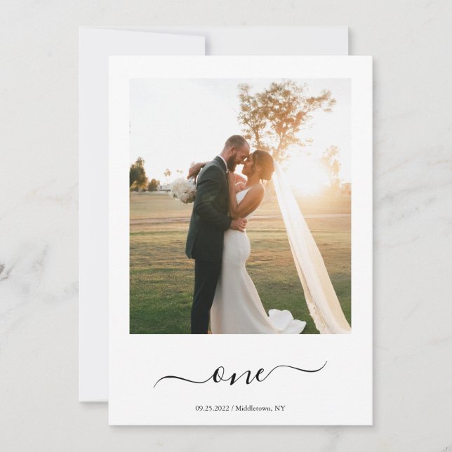 Tarjeta Festiva Elegante Boda de foto floral número de tabla (Anverso)